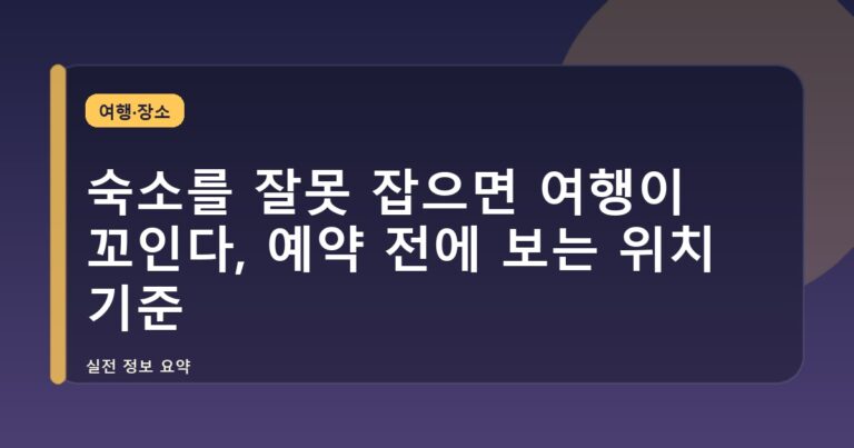 숙소를 잘못 잡으면 여행이 꼬인다, 예약 전에 보는 위치 기준